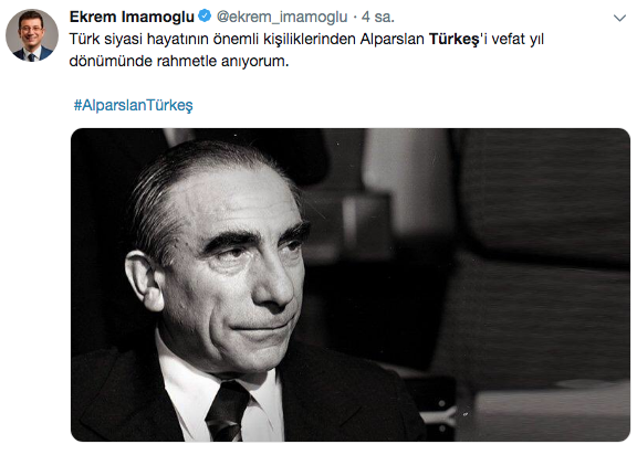 Ekrem İmamoğlu ve Mansur Yavaş'tan Alparslan Türkeş paylaşımı! - Resim: 1