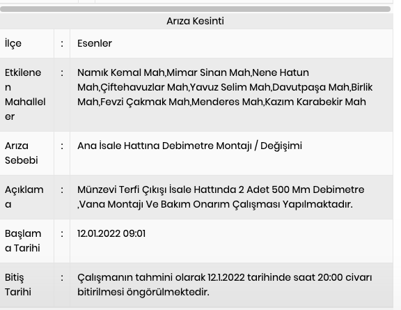 Esenler su kesintisi 12 Ocak İSKİ ne zaman gelecek? - Resim: 0