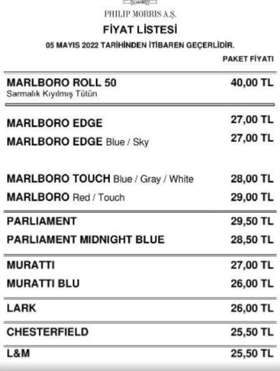 Sigara fiyatlarına zam geldi Marlboro RO 40 lira Parliament 29.50 LM 25.50 lira oldu - Resim: 0