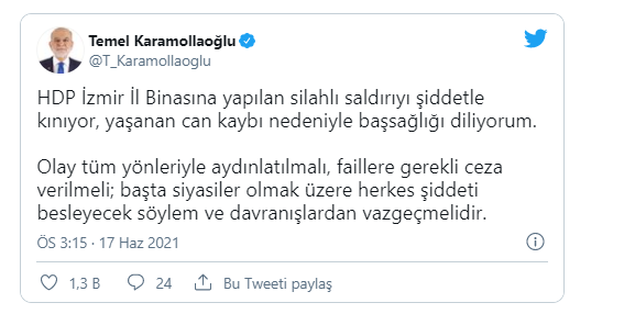 Karamollaoğlu, HDP binasına silahlı saldırıyı kınadı: Herkes şiddetten vazgeçmeli - Resim: 0