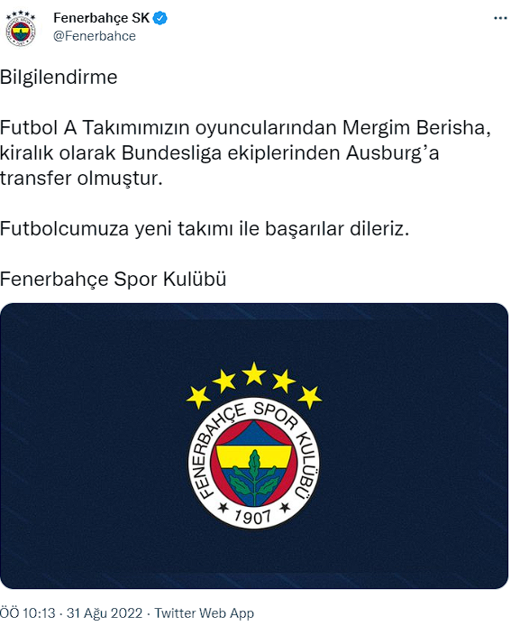 Fenerbahçe, Berisha'yı kiralık olarak gönderdi! İşte yeni takımı - Resim: 0