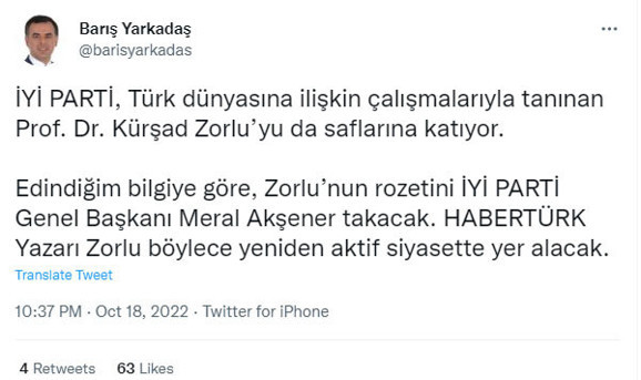 Barış Yarkadaş'tan yeni iddia! İyi Parti o ismi saflarına katıyor - Resim: 0