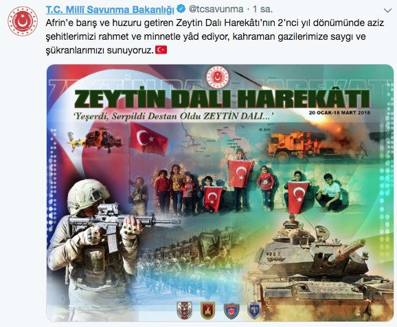 MSB'den Zeytin Dalı Harekatı'nın ikinci yıl dönümüne özel paylaşım - Resim: 0