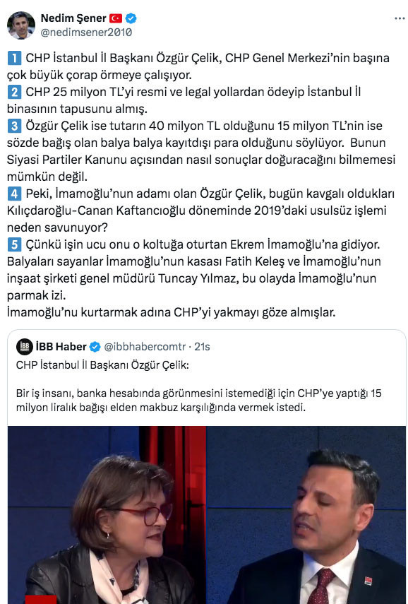 İmamoğlu'nu kurtarma adına CHP'yi yaktı! Nedim Şener para sayma olayını 5 maddede yazdı - Resim: 0