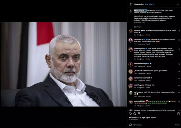 Instagram açılır açılmaz yaptığı Haniye paylaşımı, sosyal medyayı salladı - Resim: 0