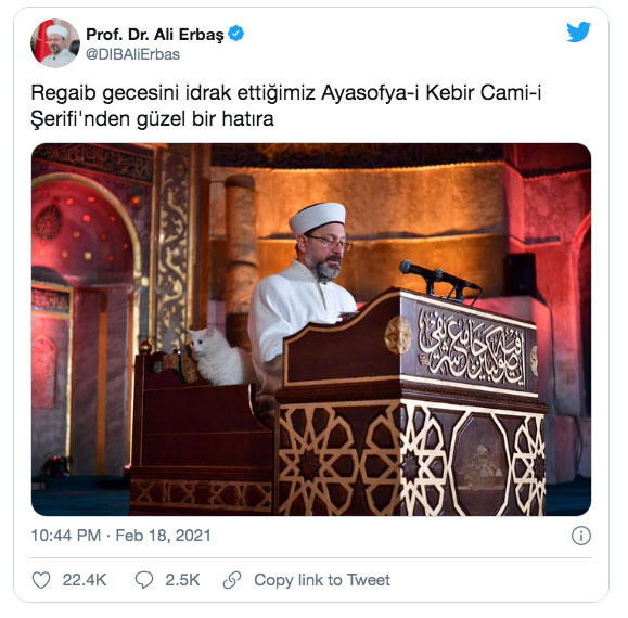 Diyanet İşleri Başkanı Ali Erbaş'tan kedili fotoğraf paylaşımı - Resim: 0