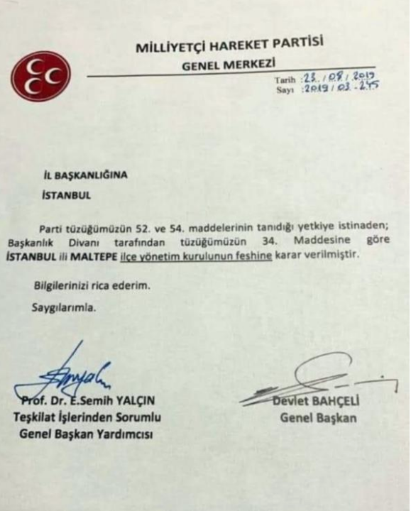 MHP Devlet Bahçeli'nin talimatıyla ilçe teşkilatı başkanı görevden alındı - Resim: 0