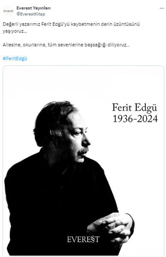 Usta yazar Ferit Edgü hayatını kaybetti - Resim: 0