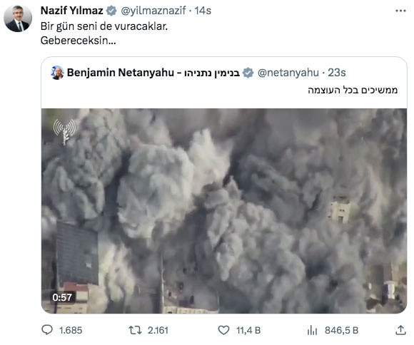 Milli Eğitim Bakan Yardımcısı Nazif Yılmaz'dan Gazze'yi vuran Netenyahu'ya: Gebereceksin - Resim: 0