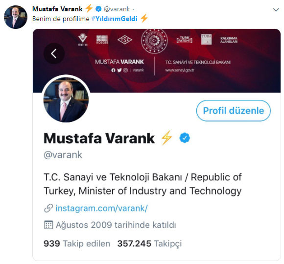 Twitter'da profillere "yıldırım geldi⚡" - Resim: 0