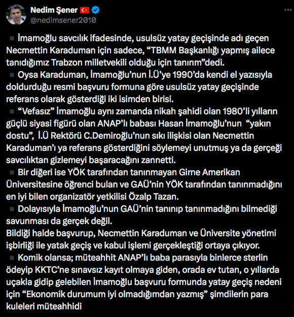 İmamoğlu'na diploma soruşturması! Nedim Şener resmi başvuru formunu paylaştı - Resim: 0