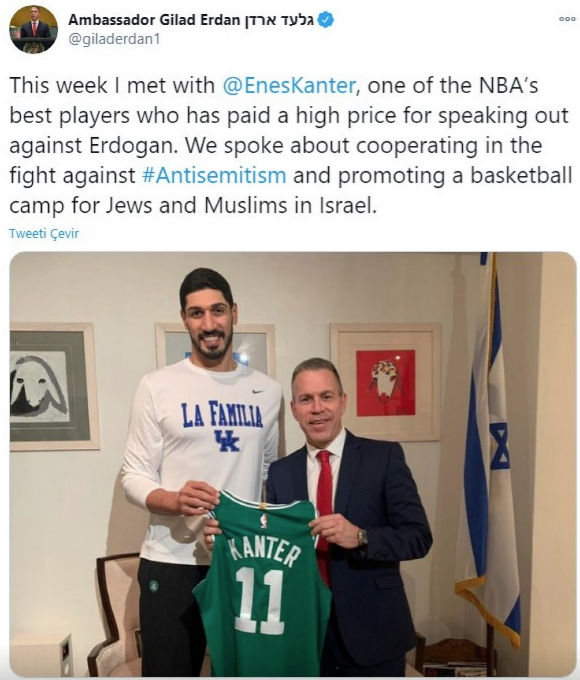 FETÖ'cü Enes Kanter ile İsrailli bürokrat Gilad Erdan bir araya geldi - Resim: 0