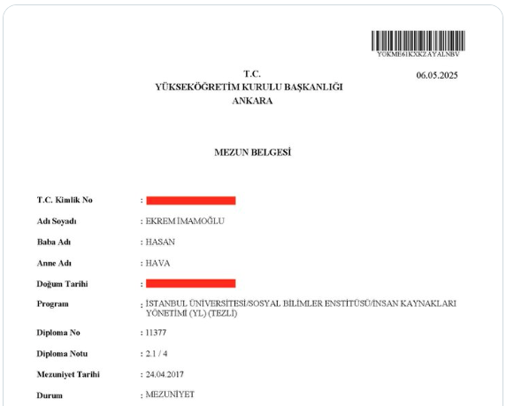 Ekrem İmamoğlu'nun diplomasını sildiler yüksek lisans diplomasını unuttular - Resim: 0