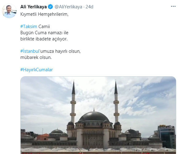 İstanbul Valisi Ali Yerlikaya’dan Taksim Camii paylaşımı - Resim: 0