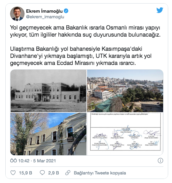 Ekrem İmamoğlu'ndan tepki: Bakanlık ısrarla Osmanlı mirası yapıyı yıkıyor - Resim: 0