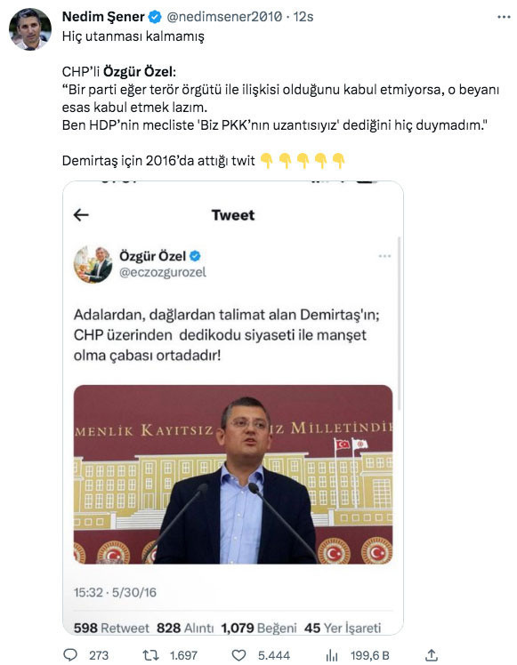 CHP'li Özgür Özel fena yakalandı! 7 yıl önceki Demirtaş tweeti ortaya çıktı - Resim: 0