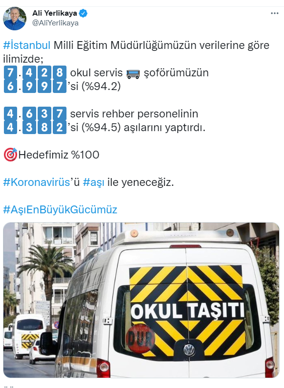 İstanbul'da okul servis şoförlerinin aşı oranı! Vali Yerlikaya paylaştı şoförlerin kaçı aşılı? - Resim: 0