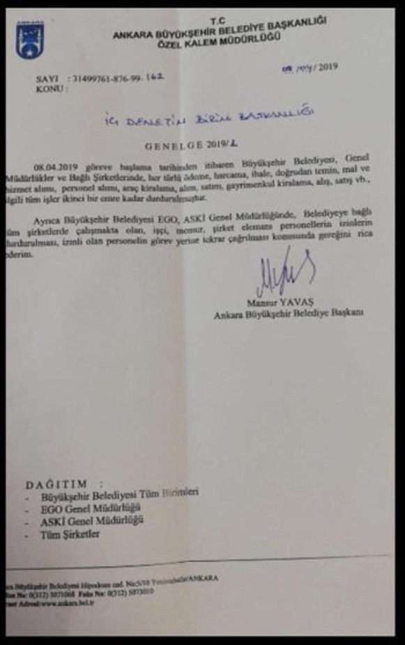 Mansur Yavaş'tan ilk genelge: Tüm işlemleri durdurun, izinleri iptal edin - Resim: 0