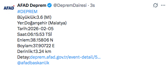 Malatya g&uuml;ne depremle uyandı! AFAD ve Kandilli duyurdu - Resim: 0