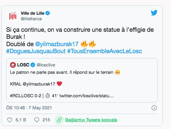 Burak Yılmaz son maçta 2 gol daha attı Lille Belediyesi coştu - Resim: 0