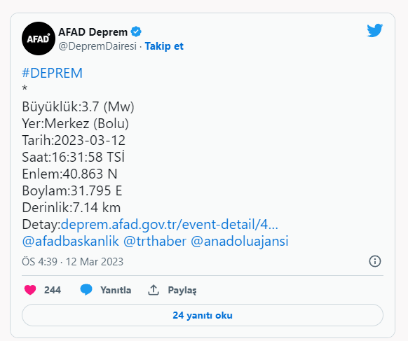 Bolu'da deprem oldu! AFAD'dan açıklama: Depremin merkez üssü Merkeşler büyüklüğü ise... - Resim: 0