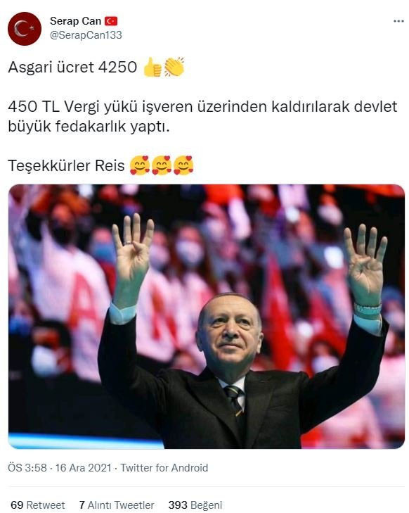 Erdoğan asgari ücret 2022 zammını açıkladı! 'Teşekkürler Erdoğan' etiketi 1. sıraya kadar yükseldi - Resim: 1