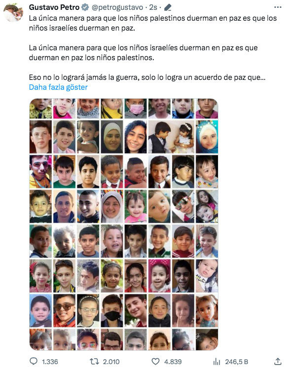 Kolombiya Cumhurbaşkanı Petro, İsrail'in saldırılarında öldürülen Filistinli çocukların fotoğraflarını paylaştı - Resim: 0