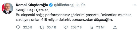 Kılıçdaroğlu o isimlerin bağışlarına tepki: 418 milyar dolarlık borcunuzdan düşeceğim - Resim: 0