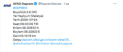 Sabah saatlerinde sallandı! AFAD duyurdu - Resim: 0
