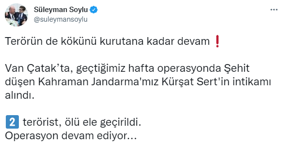 Uzman çavuş Kürşat Sert'in intikamı alındı! Bakan Süleyman Soylu duyurdu - Resim: 0