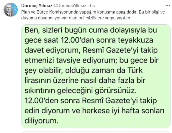 İYİ Partili Durmuş Yılmaz'dan bomba iddia: Resmi Gazete’yi takip edin! - Resim: 0