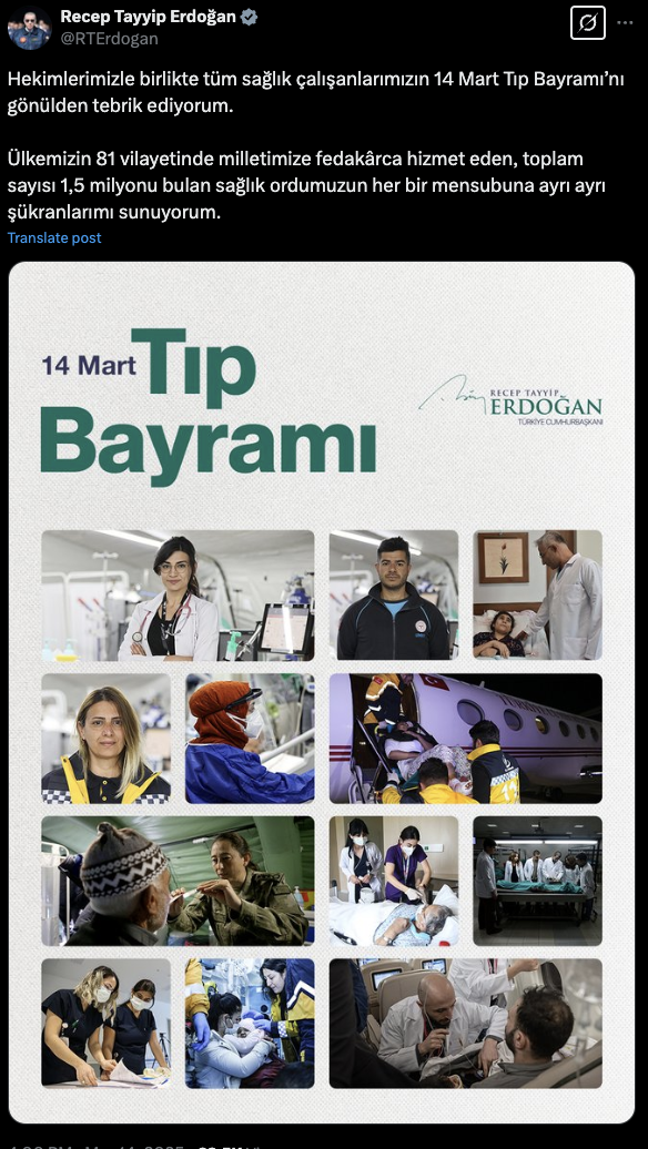 Cumhurbaşkanı Erdoğan, 14 Mart Tıp Bayramı'nı kutladı - Resim: 0