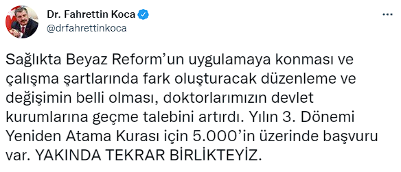 Fahrettin Koca'dan Beyaz Reform açıklaması! Doktorlardan yoğun talep - Resim: 0