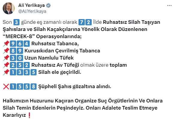 Bakan Yerlikaya duyurdu: 72 ilde dev operasyon! 1558 kişi gözaltına alındı - Resim: 0
