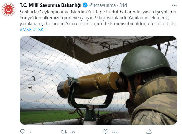 Milli Savunma Bakanlığı: Suriye'den Türkiye'ye girmeye çalışan 5'i PKK'lı 9 kişi yakalandı - Resim: 0