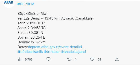 Çanakkale'de deprem oldu! AFAD şiddetini duyurdu - Resim: 0
