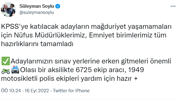 Bakan Süleyman Soylu'dan KPSS önlemi! Polislere görev verdi, pazar günü açık olacak - Resim: 0