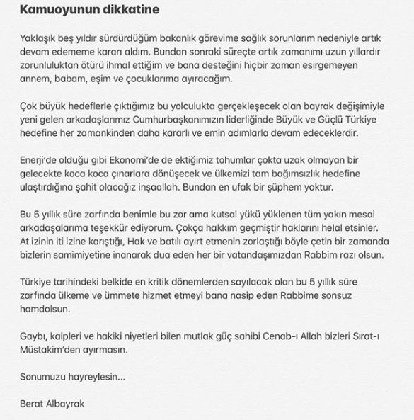 Ahmet Davutoğlu'ndan Berat Albayrak'ın istifasıyla ilgili açıklama - Resim: 0