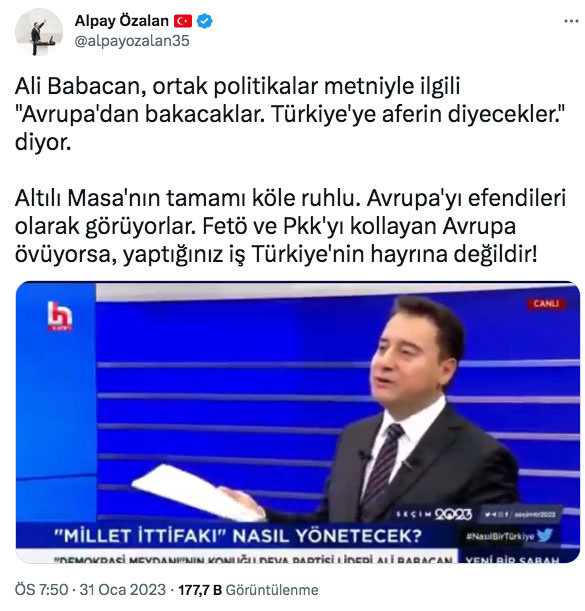 Ali Babacan 'Avrupa aferin Türkiye'ye diyecek' dedi ortalık karıştı Alpay Özalan'dan dikkat çeken yanıt - Resim: 0
