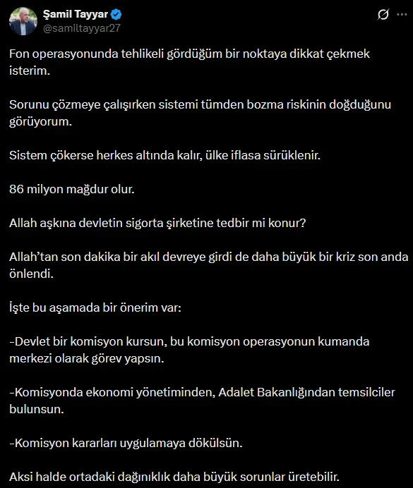 Şamil Tayyar'dan fon soruşturmasıyla ilgili açıklama! Açık açık uyardı: "Ülke iflasa sürüklenir" - Resim: 0