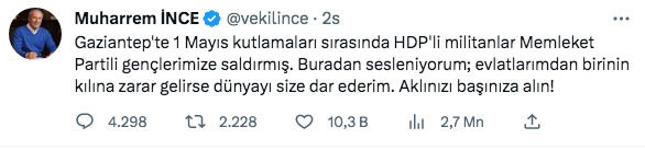 Muharrem İnce'den HDP'ye: Dünyayı size dar ederim aklınızı başınıza alın - Resim: 0