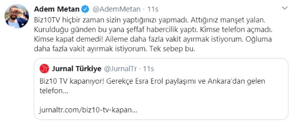 Biz10 TV kapatıldı Kurucusu Adem Metan kanalın neden kapandığını açıkladı - Resim: 0