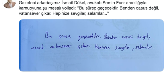 TELE1 Ankara Temsilcisi İsmail Dükel'den mesaj: Benden casus değil vatansever çıkar - Resim: 0