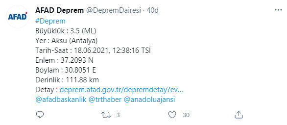 Antalya'da 3.5 büyüklüğünde deprem! AFAD duyurdu - Resim: 0
