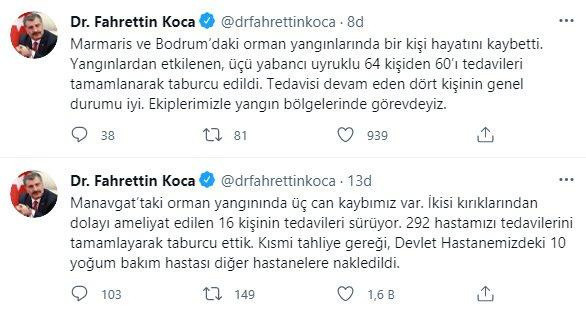 Bakan Koca yangında yaralananların son durumunu paylaştı - Resim: 0