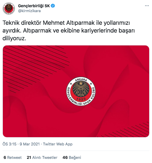 Gençlerbirliği'nde Mehmet Altıparmak'la yollar ayrıldı - Resim: 0