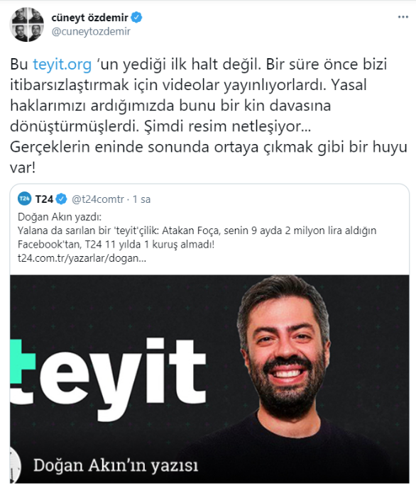 Medya tartışmasına Cüneyt Özdemir de katıldı: Bu teyit.org‘un yediği ilk halt değil - Resim: 0