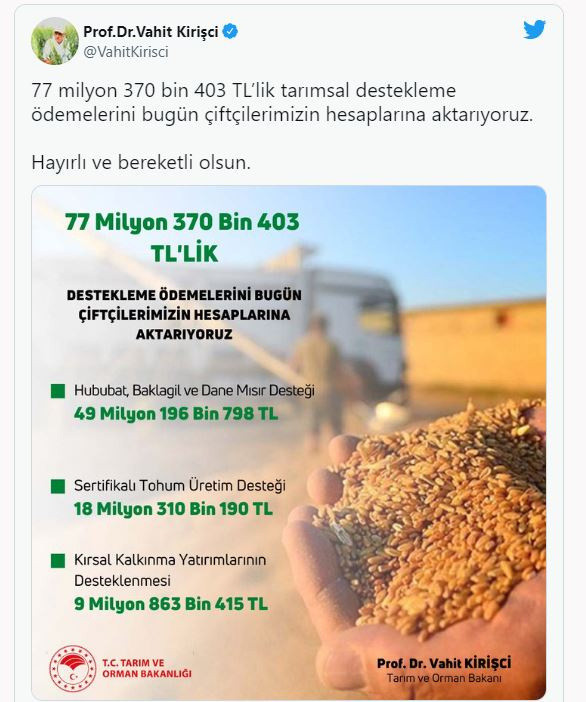 Tarım bakanı çiftçilere müjdeyi duyurdu: Bugün hesaplara yatırılıyor - Resim: 0