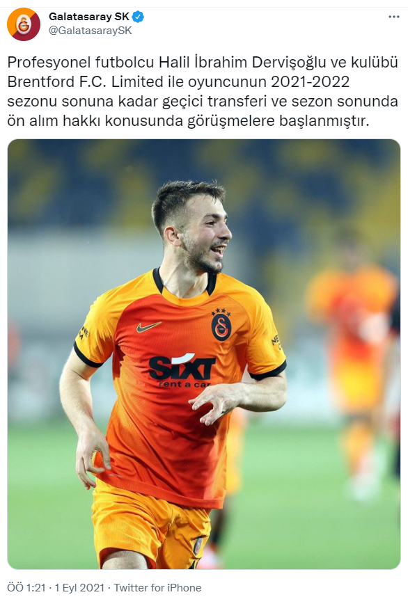 Galatasaray, Halil İbrahim Dervişoğlu'nu KAP'a bildirdi - Resim: 0