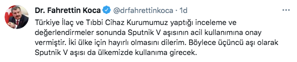 Sputnik V aşısına acil kullanım onayı! Fahrettin Koca duyurdu - Resim: 0